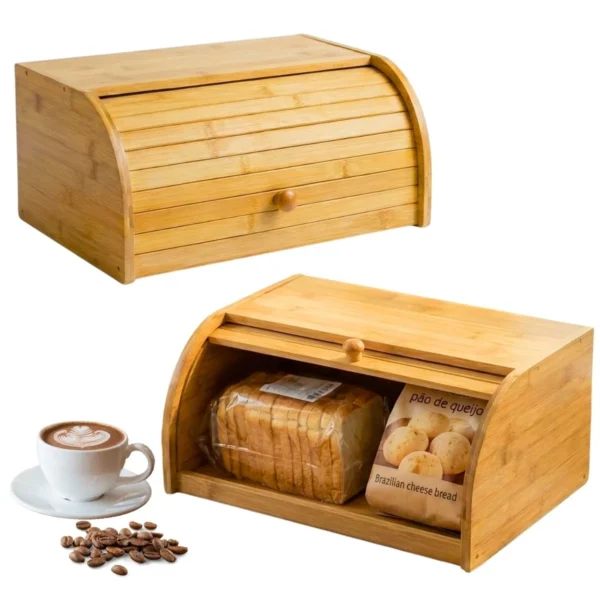 Porta-Pão de Bambu Caixa para Armazenamento de Pães Cozinha Ecoeden