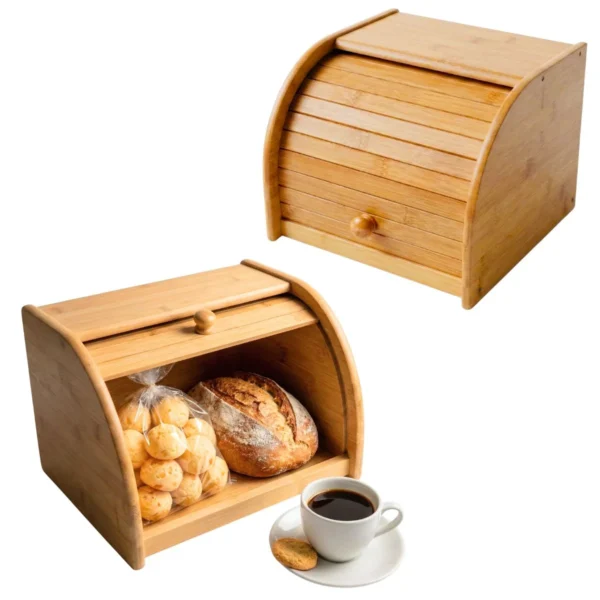 Porta Pão Bambu Organizador de Cozinha Armazenamento de Pães Ecoeden