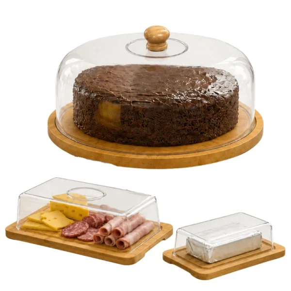 Porta Frios em Bambu Queijo Boleira Bolo Café da Manhã Mesa Posta Ecoeden